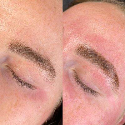 brow lamination. lasts up to 6 weeks.