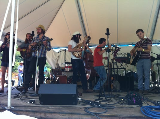 Some performers on the Workshop Stage at Falcon Ridge 2013.