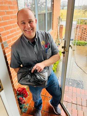 Chef Cameron Burkhardt delivers the meals on Tuesday - through rain, snow, whatever!