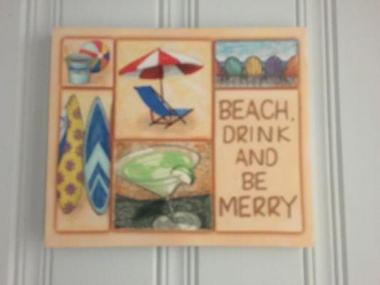 Bikini Cove's Beach, Drink and be Merry Sign