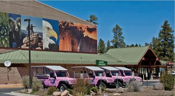 Pink Jeep Tours is located inside of the National Geographic Grand Canyon Visitors Center just before the Park Entrance.