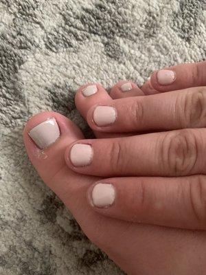 I was supposed to get the same color but the pedicure is darker and grey whereas the manicure is a light pink