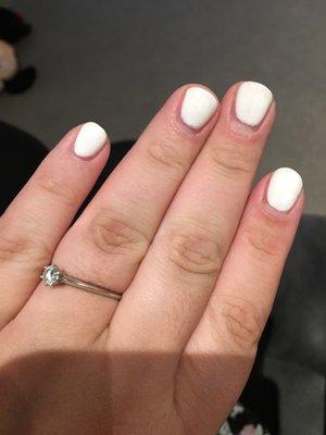 gel manicure, 3 days later. Maybe my nails just grow fast but I feel she started the color too far away from the cuticle.