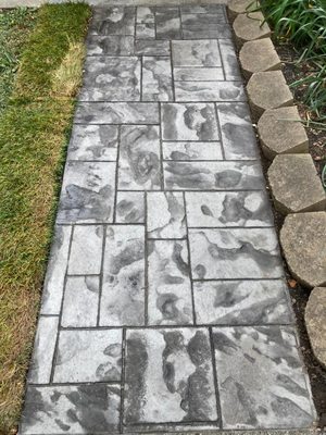 Stamped concrete walkway