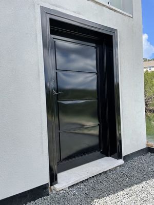 Custom exterior door for pool equipment