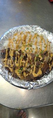 Our Steak Tips & Rice with our made from scratch Carolina White Sauce...