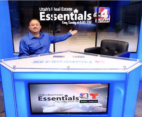 in the studio filming for Utah's Real Estate Essentials, as seen on ABC4, HULU+Live TV and Telemundo.