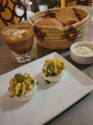 Complimentary deviled eggs