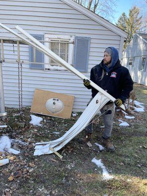 Construction debris removal in St. Joseph, Michigan.