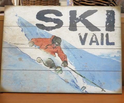 Ski art on wood..