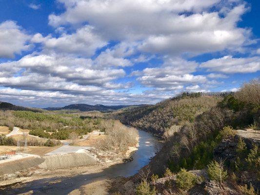 View of White River Valley from the top of Beaver Lake Dam.