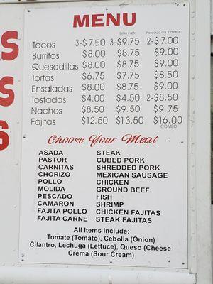 They actually charge me $2.75 per taco or $8.25 per 3 tacos of regular meats.  Pescado or Camarron (fish or shrimp) priced correctly