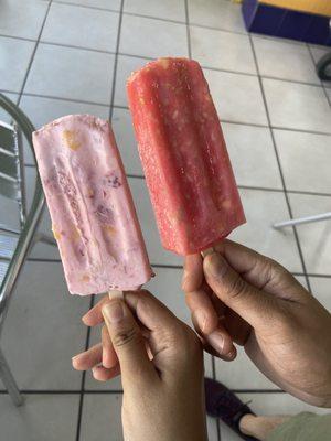 Guava and mixed fruit with yogurt paletas