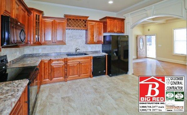 completed kitchen - cabinetry, flooring