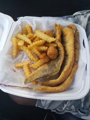 Fried Whiting hush puppies and fries yummy