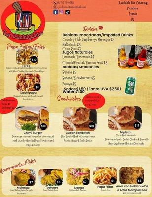 Los Dominiqueños * Food Truck Menu Page 2 of 2