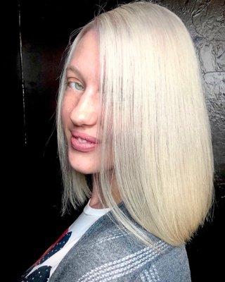 Platinum blonde bob