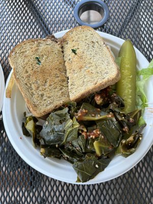 Bison Melt with collard greens