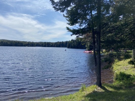 Swimming area and boat rentals to the right.