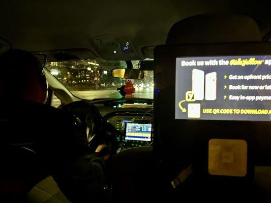 Inside a clean, smooth, dependable Yellow Cab!