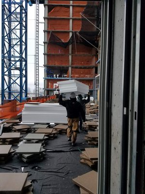 Some of our employees using their heads at a job in Hoboken NJ