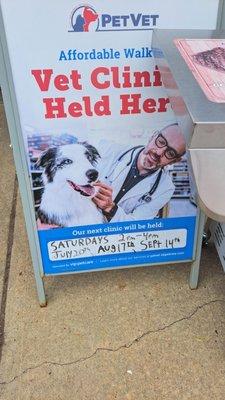 Pet Vets Sign, for Saturday, July 20th, 2024 from 2 pm 4 pm,  Cancelation