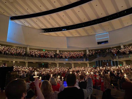 Candlelight Christmas Eve in the main sanctuary of the Leawood campus.