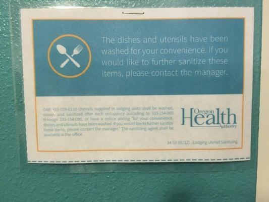 This. I had to wash the dishes before using. Besides, no one calls you back for anything. Good thing we didn't need maintenance.