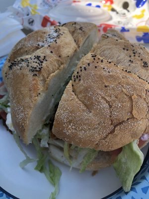 Fresh chicken cutlet sandwich with lettuce, tomato, and Mayo.