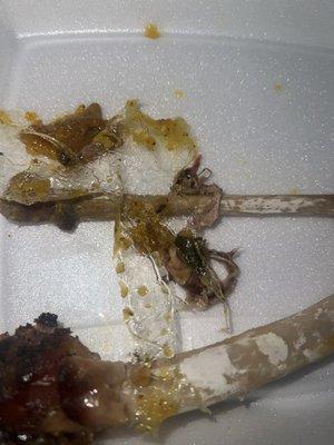 Plastic between turkey wings and collard greens