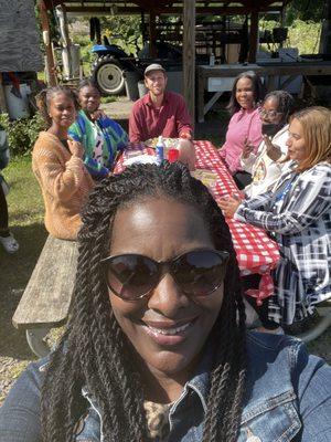 Methodist Services Staff enjoy lunch at the Farm