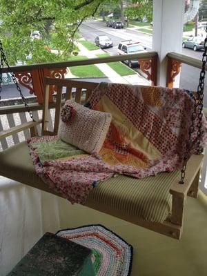 Porch swing on the second floor veranda