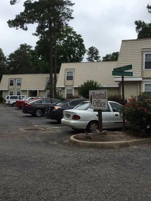 Rental office is the first left as you enter the apartment complex.