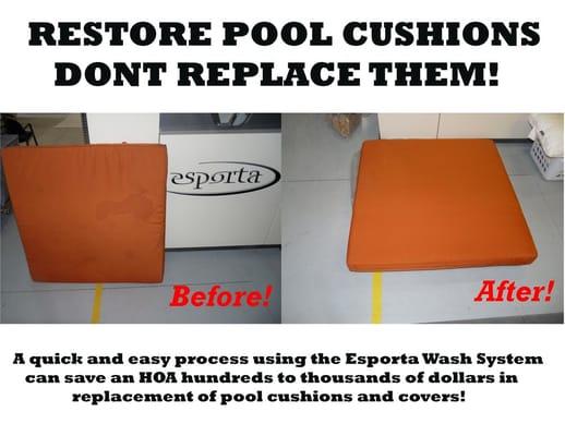 We're saving Las Vegas casinos a lot of money by restoring pool cushions instead of replacing them.