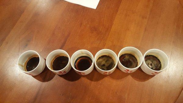 Changes in espresso at different times in the drip