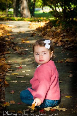 outdoor studio portrait of one year old