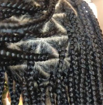 Triangle Knotless Braids. Text/Call 770-376-7216 for appointment.