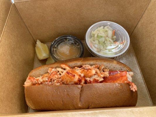 Lobster roll with coleslaw