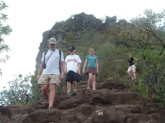 Climbing the "Sleeping Giant" (Nounou East tour) is fun for the whole family.