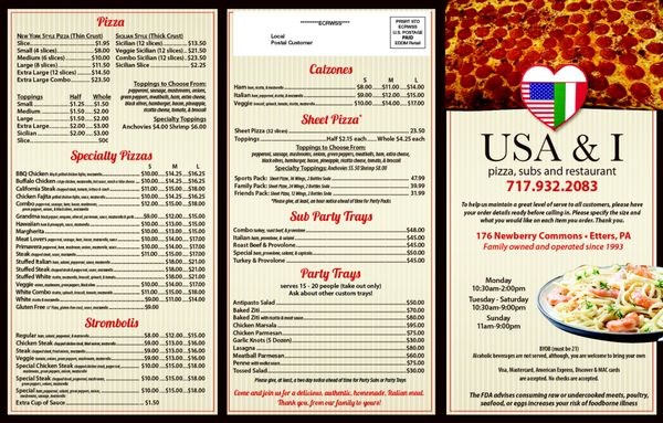 Our new updated menu