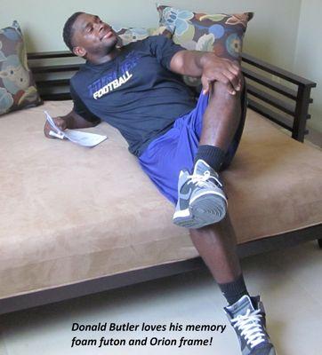 retired pro football player, Donald Butler, loves his futon from Leslee at Creative Futons!