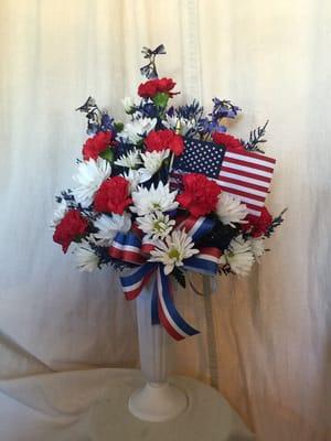 Memorial vase arrangement - perfect for remembering those who have served our country !