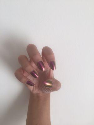 (part 2) same nails shimmer to purple away from light