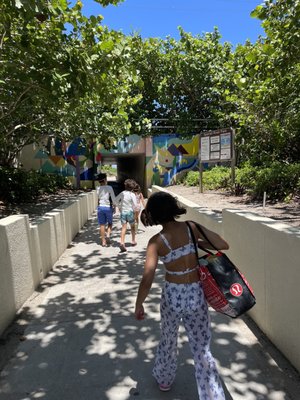 Tunnel walkway from parking to the beach!