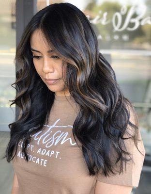 Subtle balayage with light brown tone