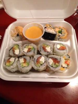 Top sushi 10$ for 20 rolls.