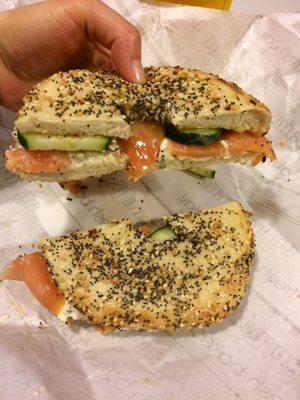 Salmon cream cheese bagel from the breakfast menu