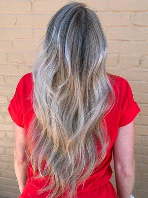 Shadow root, ashy blonde highlight and balayage