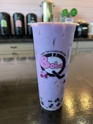 Taro milk tea with tapioca boba