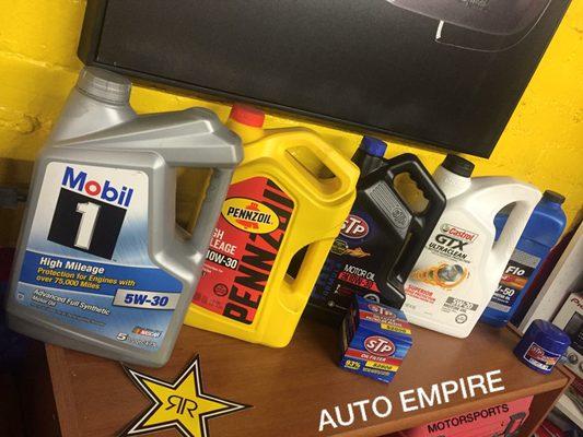 We have the best BRANDS in the COUNTRY !!!! Come get your Oil change or come pick up your oil